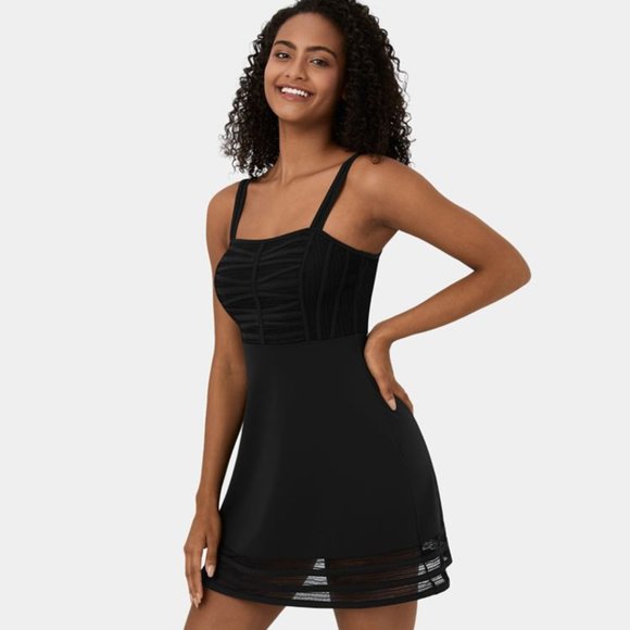 HALARA Cloudful™ Air Fabric Contrast Mesh Backless Mini Dress in Black (Size XS) - Picture 1 of 10